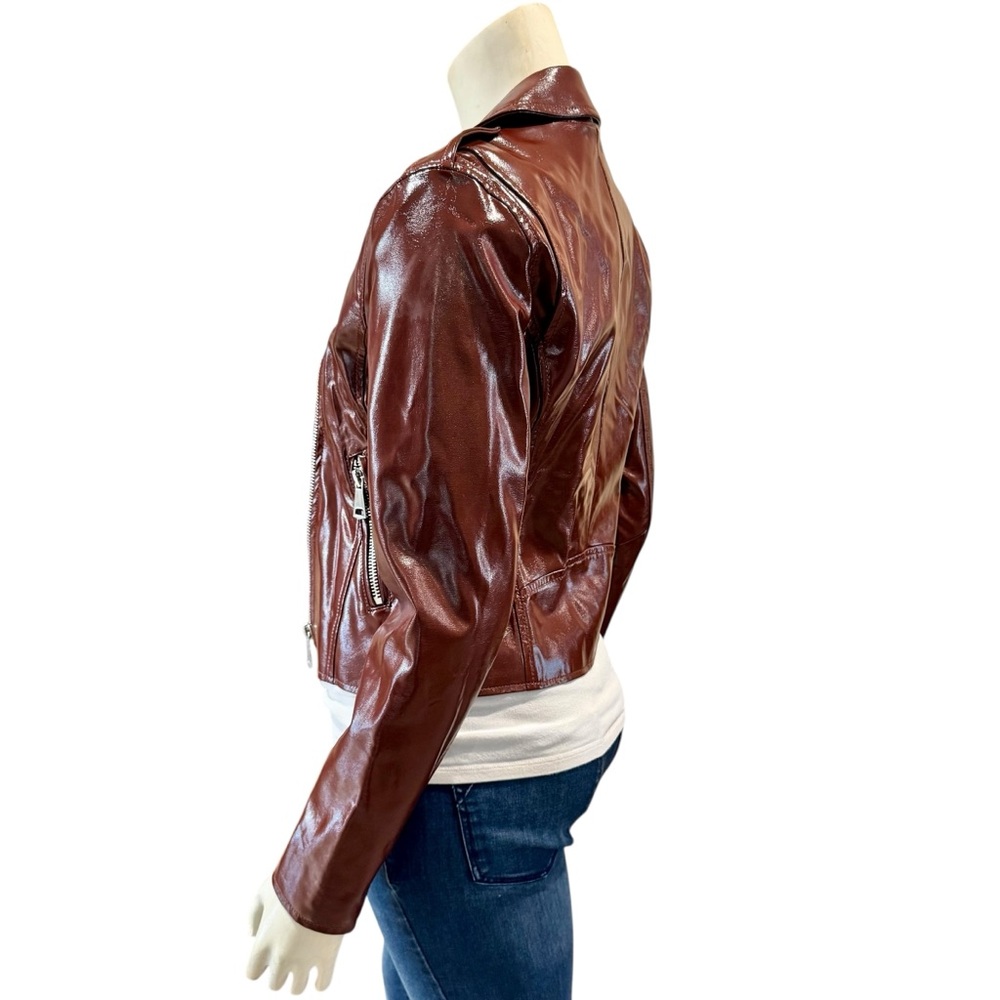 Faux Patent Leather Moto Jacket - Picture 6 of 16